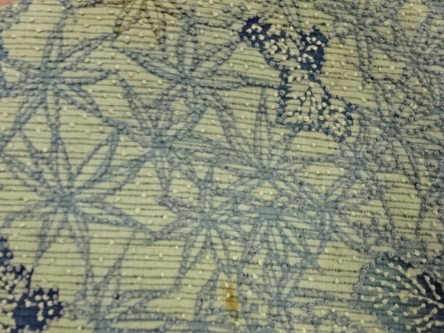 アンティーク　手織紬相良刺繍草葉模様名古屋帯